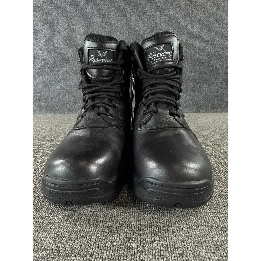 Thorogood Deuce Combat Work Boots Mens 9.5 Black Leather Side Zip Waterproof
